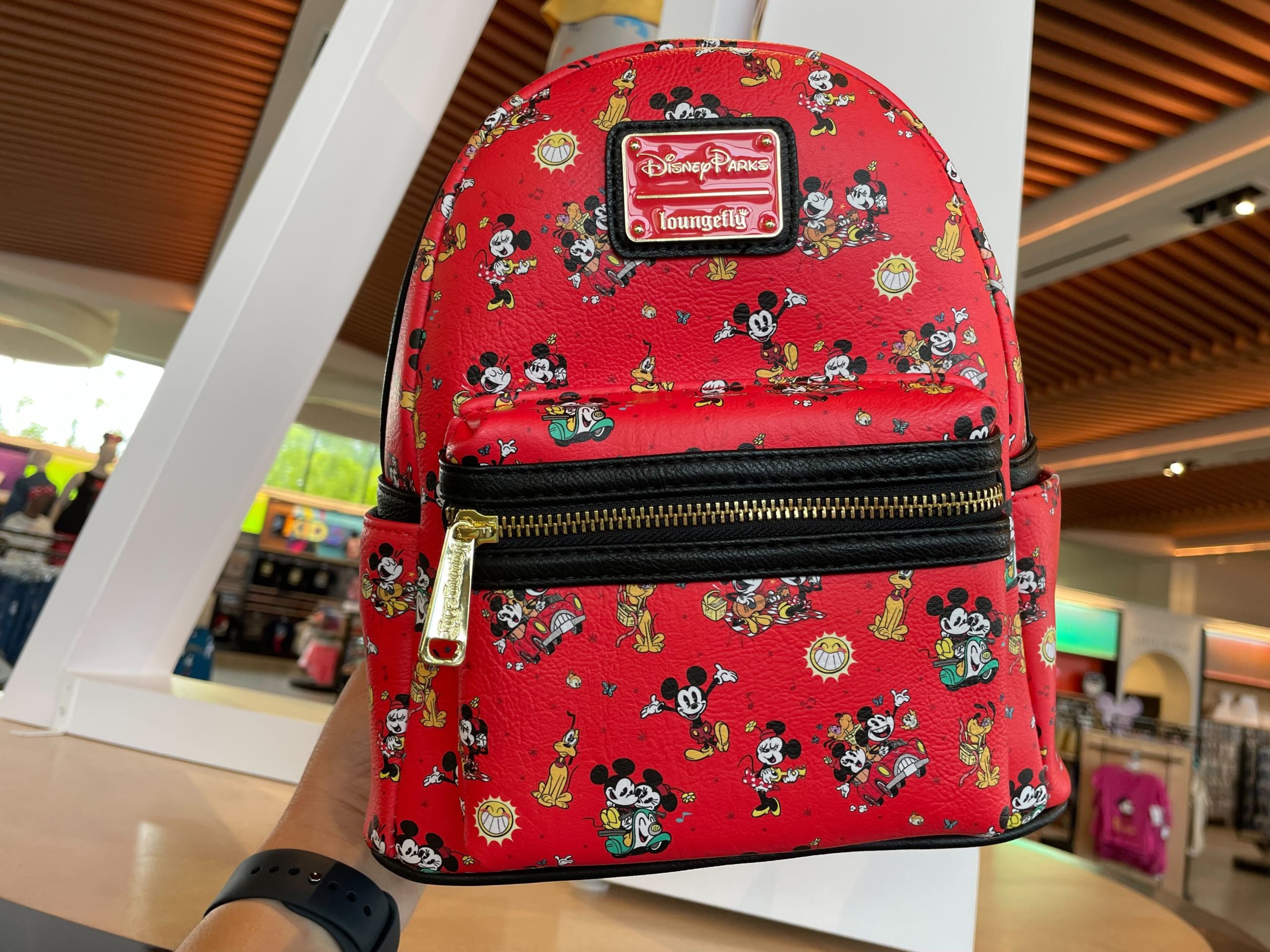 Red Mickey and Minnie Loungefly mini bacpack