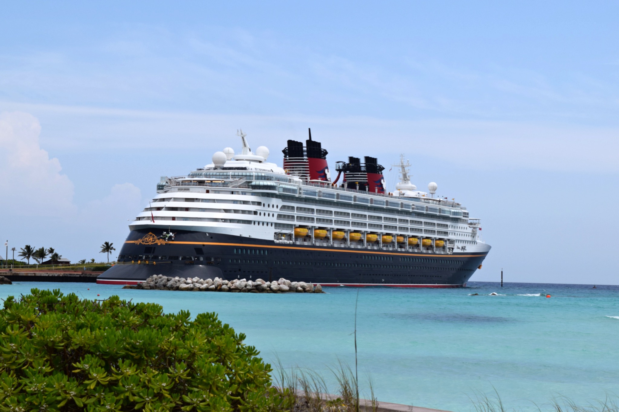 Disney Cruise Line Disney Magic docked at Castaway Cay