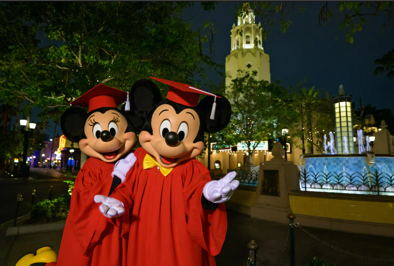 Mickey and Minnie graduation robes at Carthay Circle