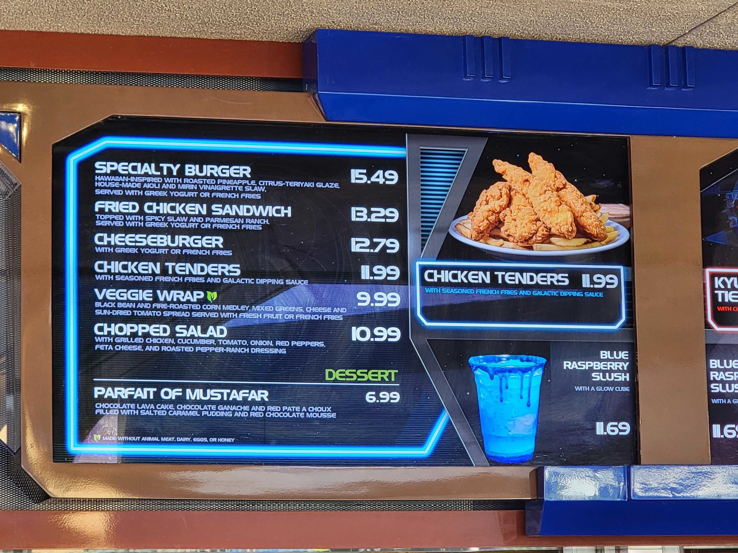 Galactic Grill menu