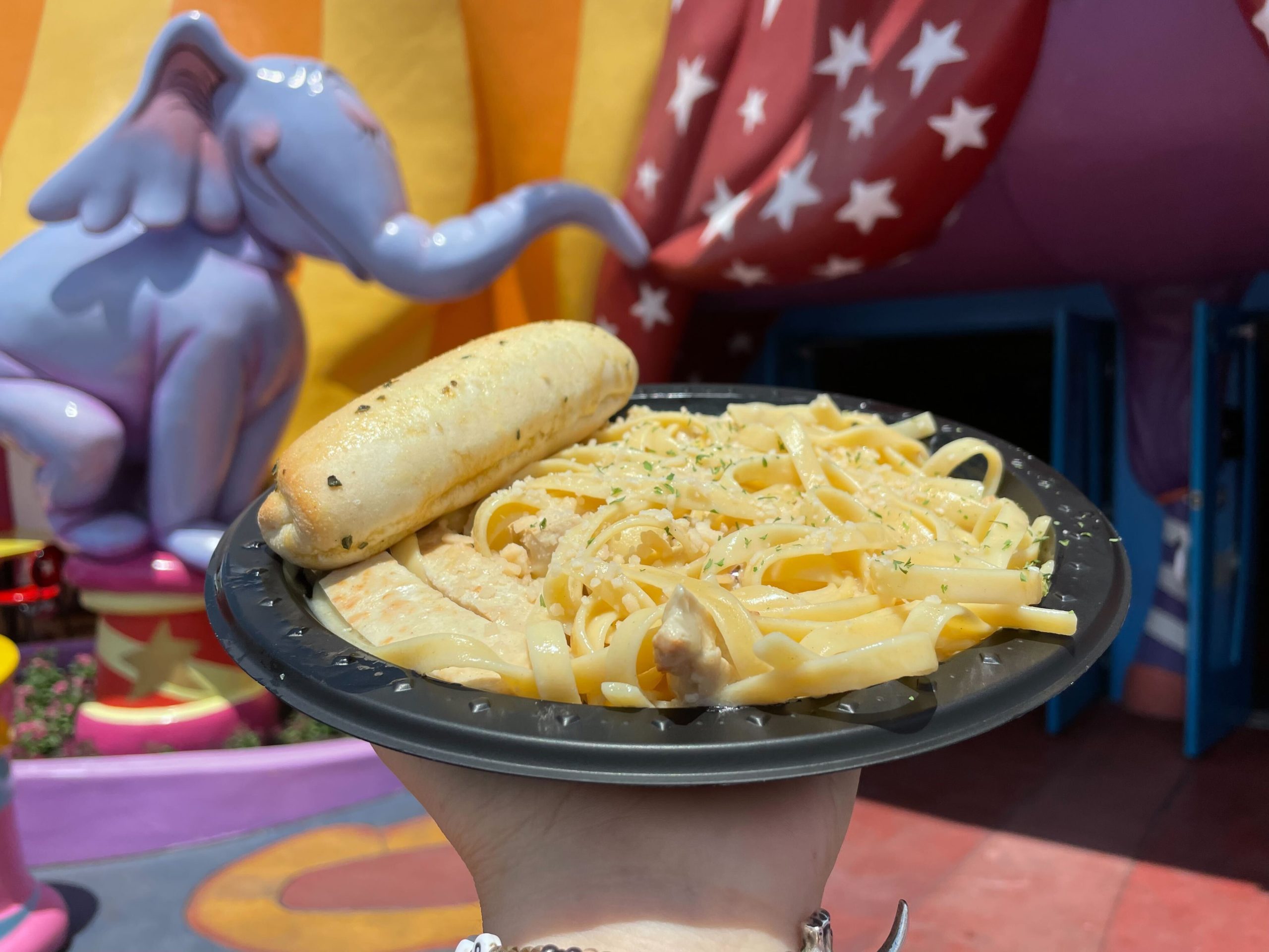 Willy Wallo Lasso vegan chicken alfredo at Circus McGurkus