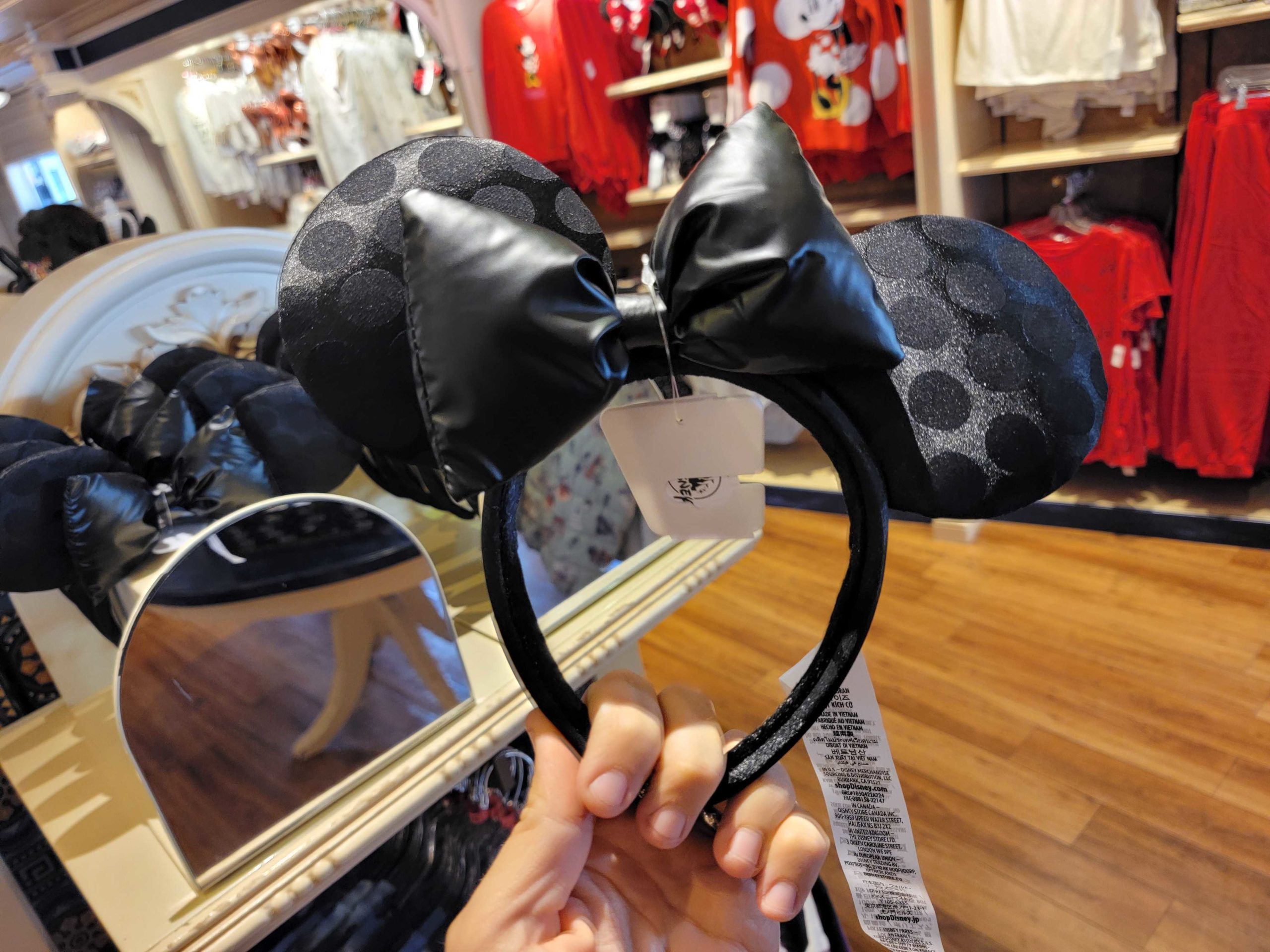 Black polka dot Minnie ears overview