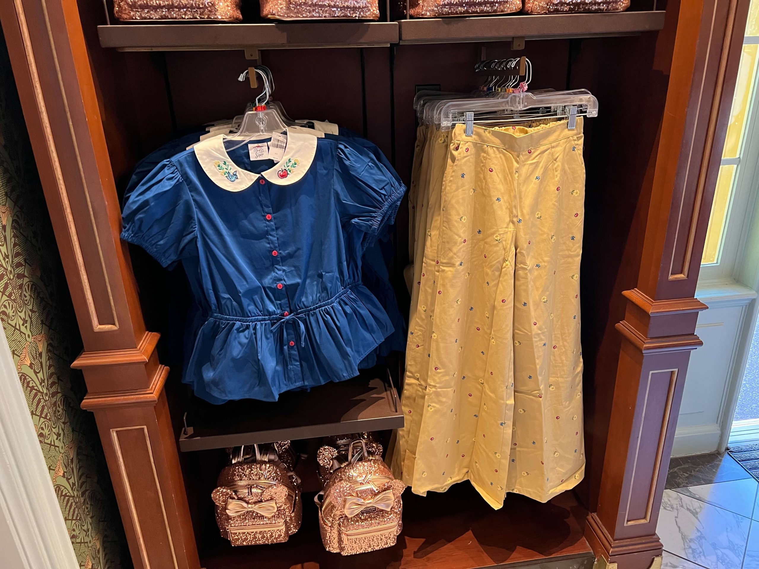 Blue Snow White blouse and yellow pants