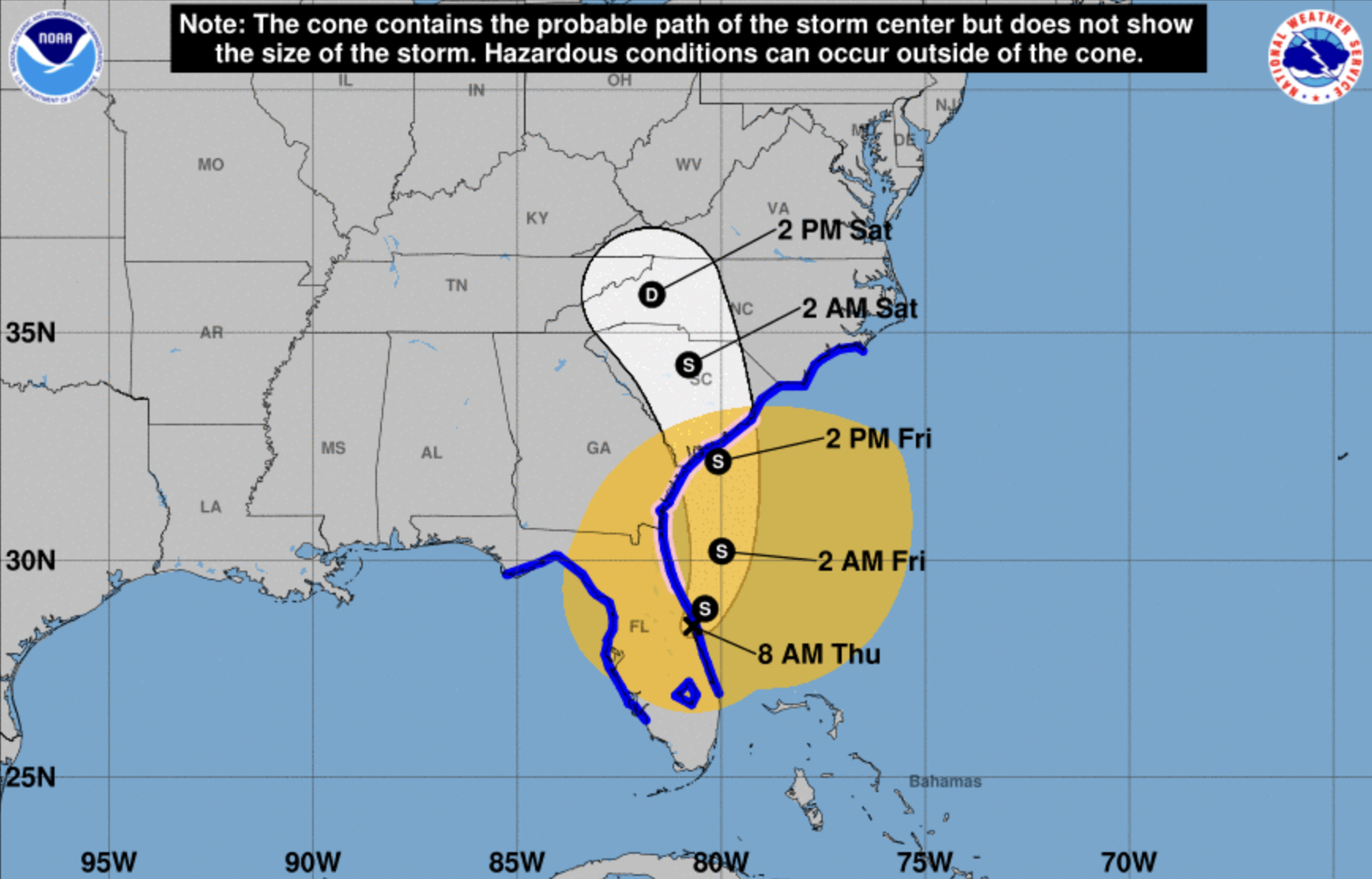Tropical Storm Ian projected map on morning of September 29