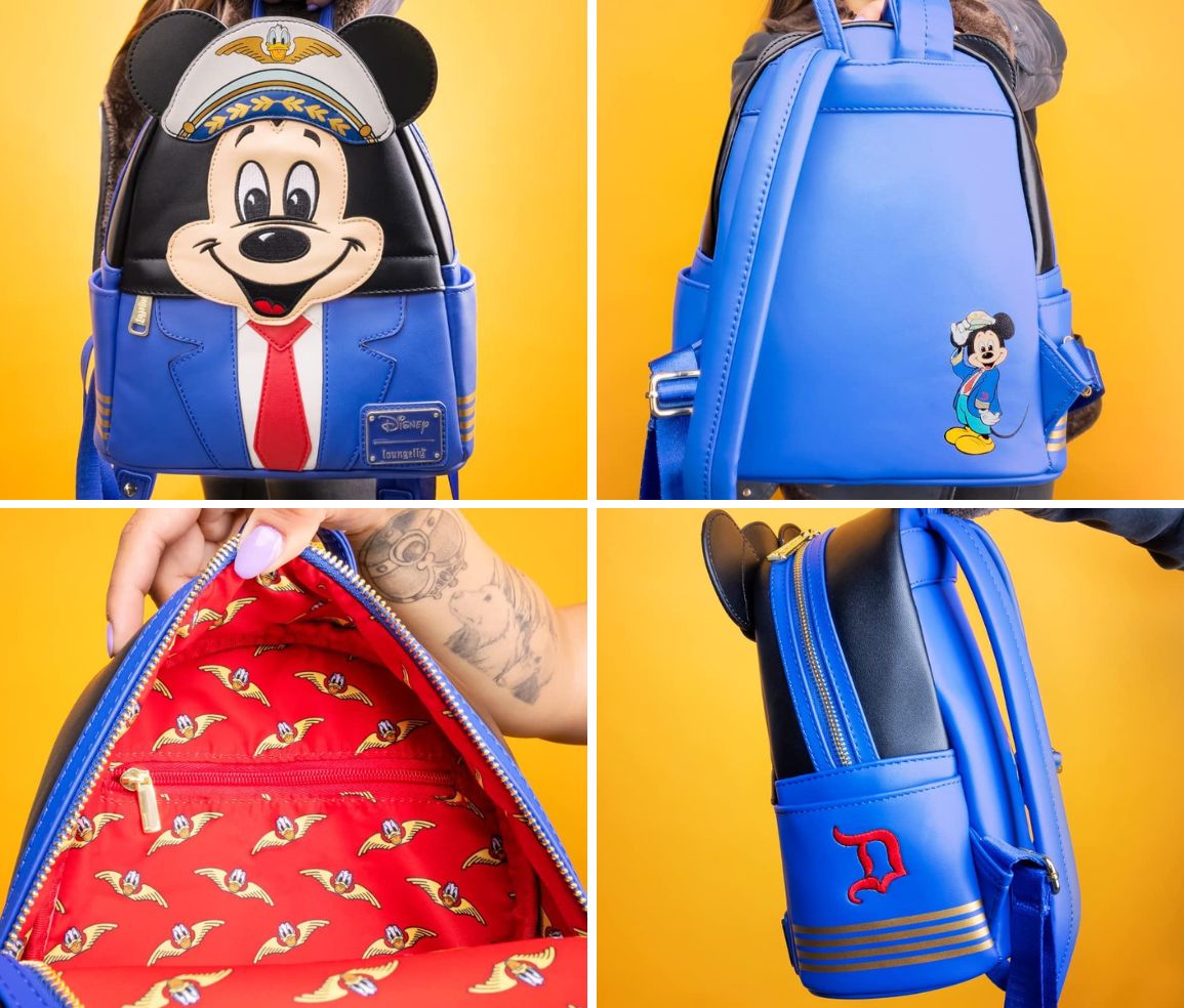 Mickey Mouse One Walt's Plane Loungefly backpack collage