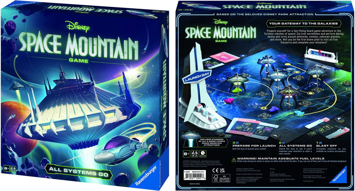 Space Mountain board game box front and back