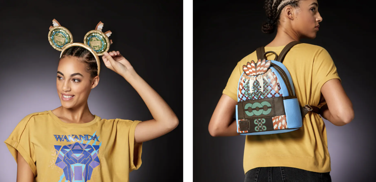 Wakanda Forever ear headband and Loungefly mini backpack