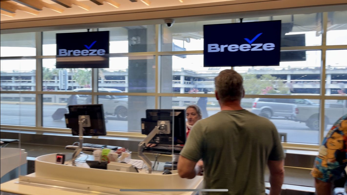 Breeze Airways check-in area at Orlando International Airport
