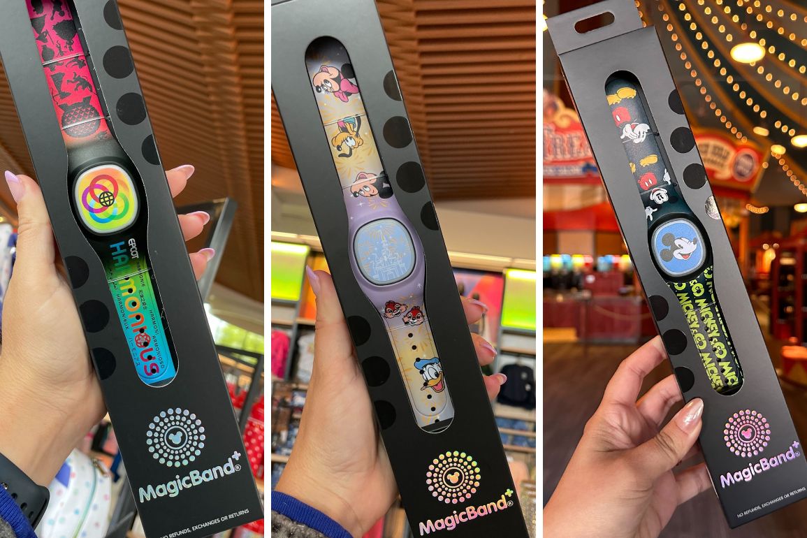 Three new MagicBand+ designs at Walt Disney World.