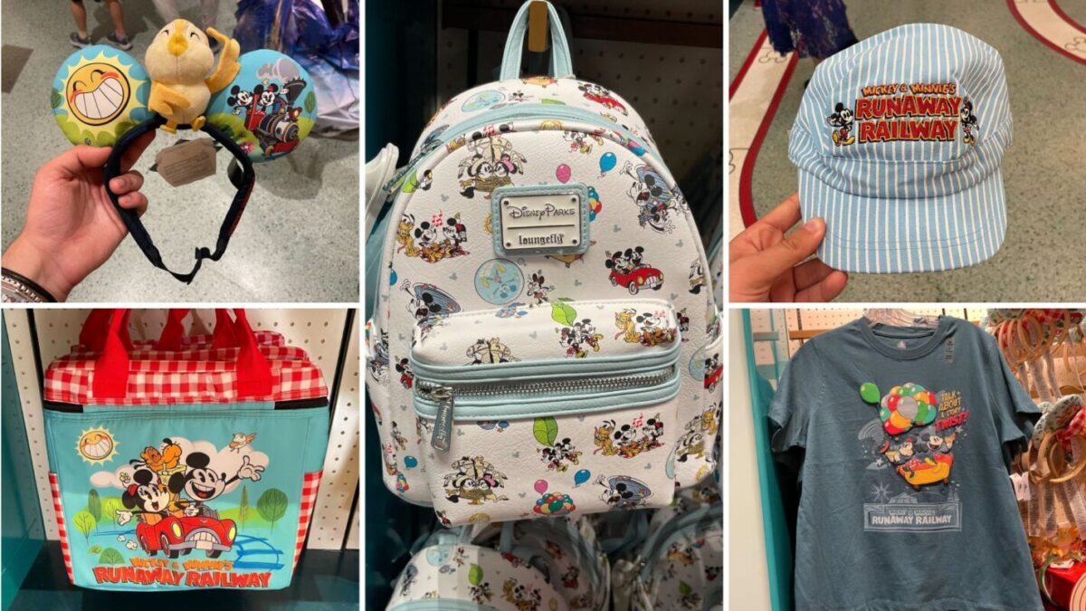 Mickey & Minnie's Runaway Railway merchandise collage