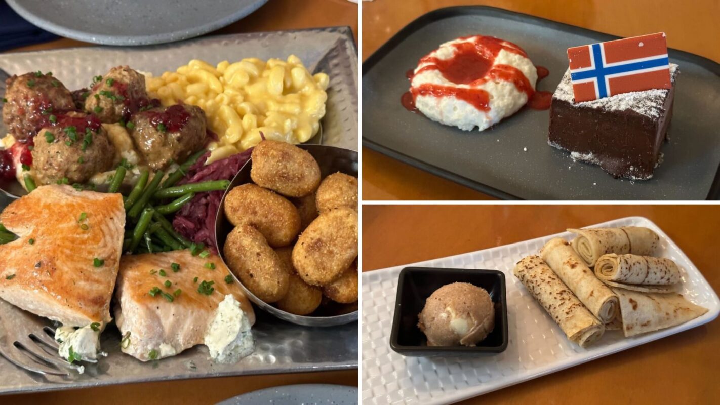 Collage of food items at Akershus Royal Banquet Hall lunch