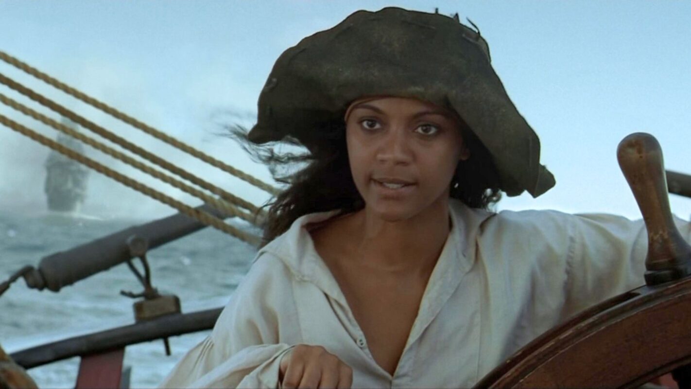 Zoë Saldaña as Anamaria in Pirates of the Caribbean: The Curse of the Black Pearl