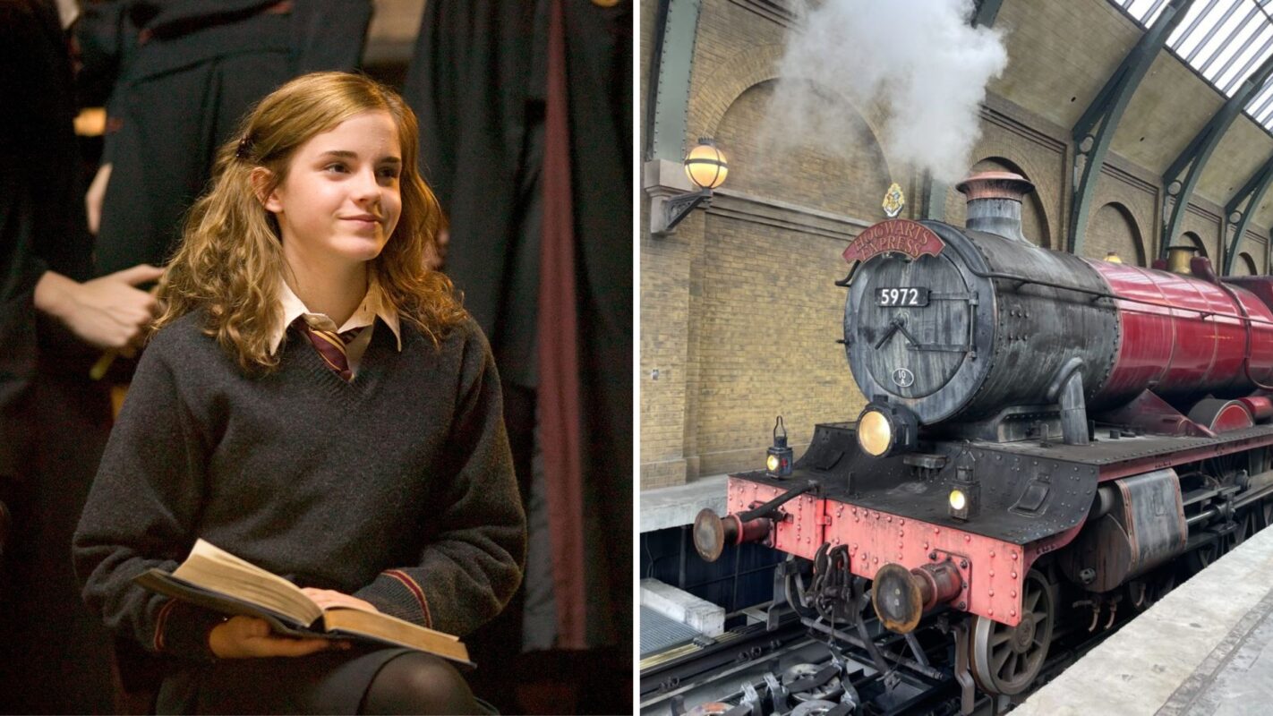 Emma Watson as Hermione Granger, the Hogwarts Express