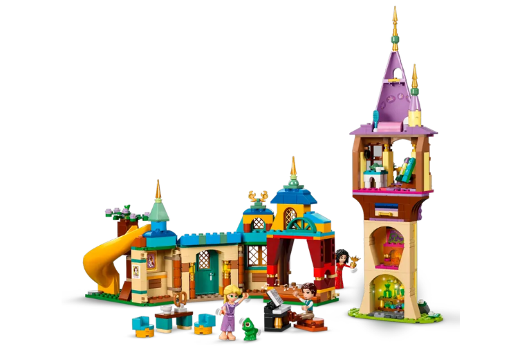 A look at the completed build for the Rapunzel's Tower & The Snuggly Duckling LEGO set.