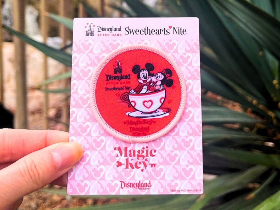 The Magic Key-exclusive Disneyland After Dark: Sweethearts' Nite patch. WDWNT Daily Recap 1-22-24