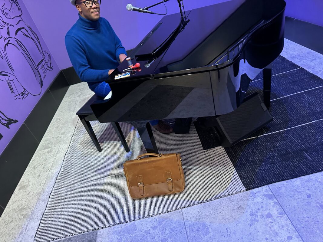 A closer look at some of Joe's props when playing the piano at Pixar Place Hotel.