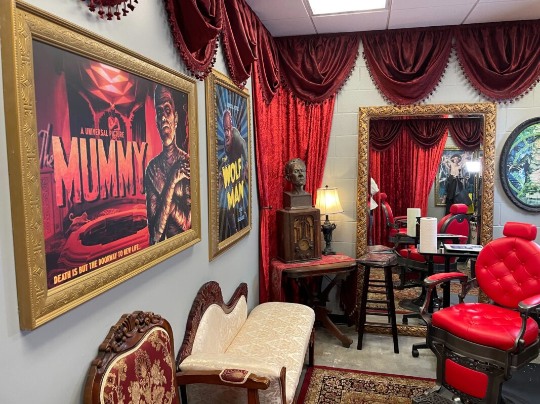 A wide shot of one half of the room.