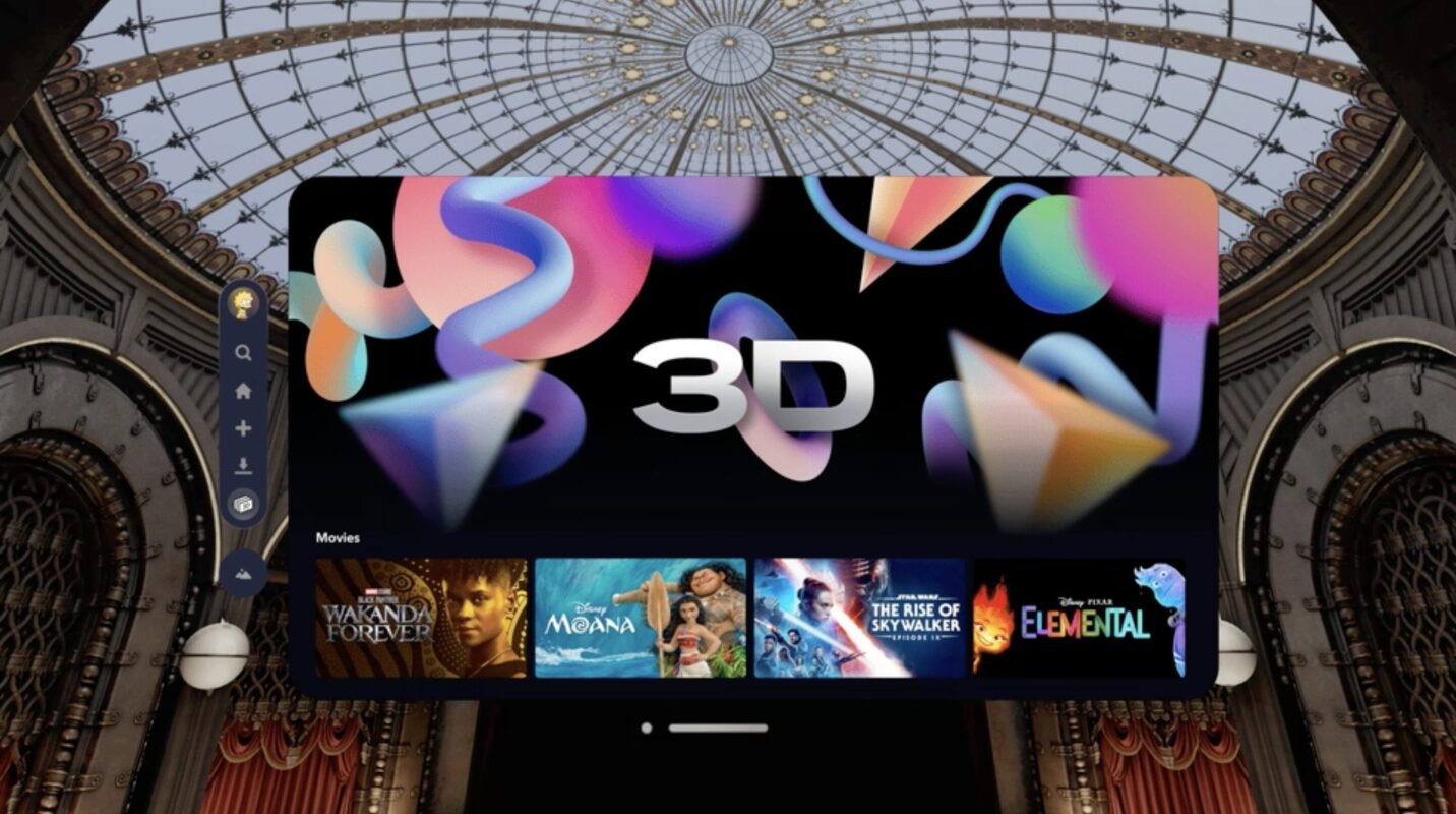 Disney+ on Apple Vision Pro 3D movies