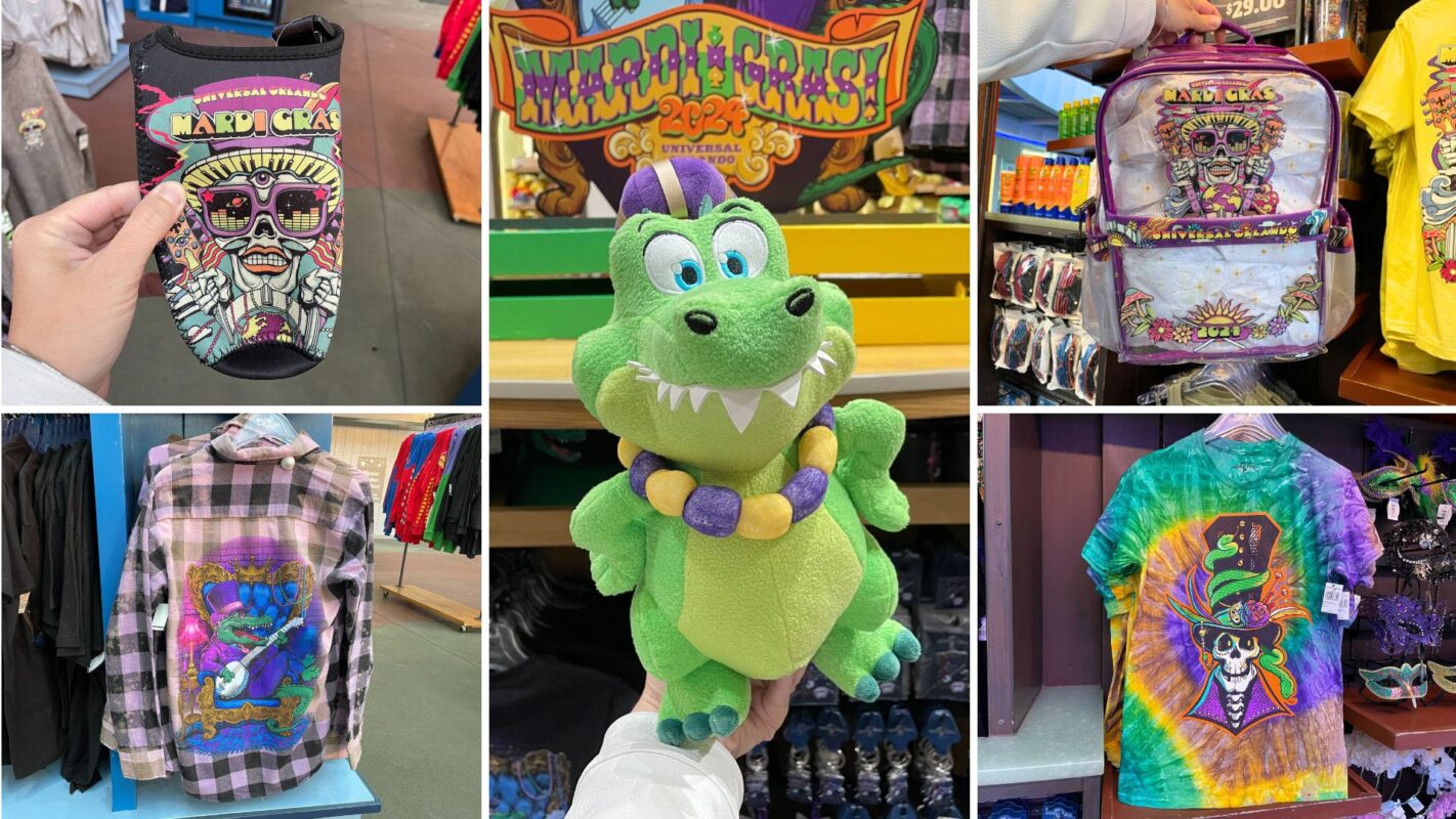 Universal Mardi Gras 2024 merchandise collage