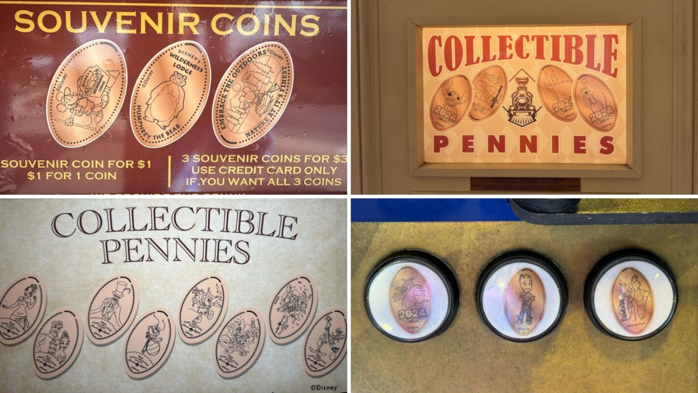 Collage of Walt Disney World pressed pennies