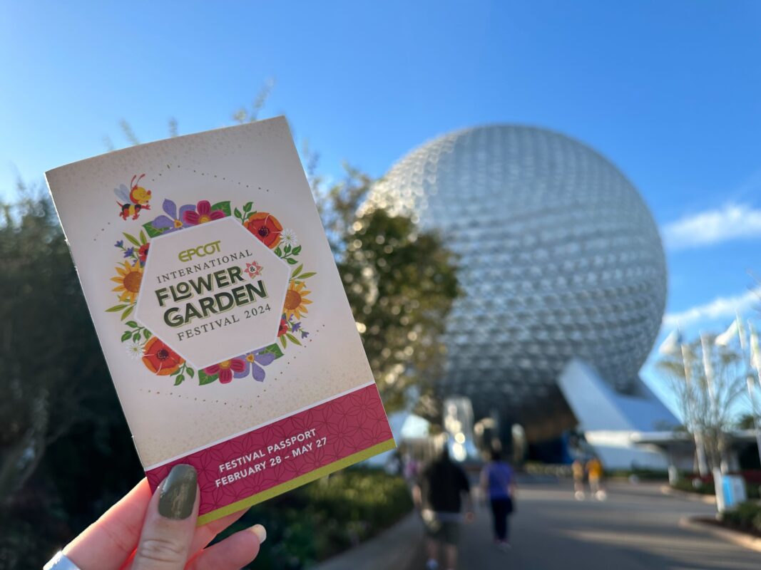 2024 EPCOT International Flower & Garden Festival passport with Spaceship Earth
