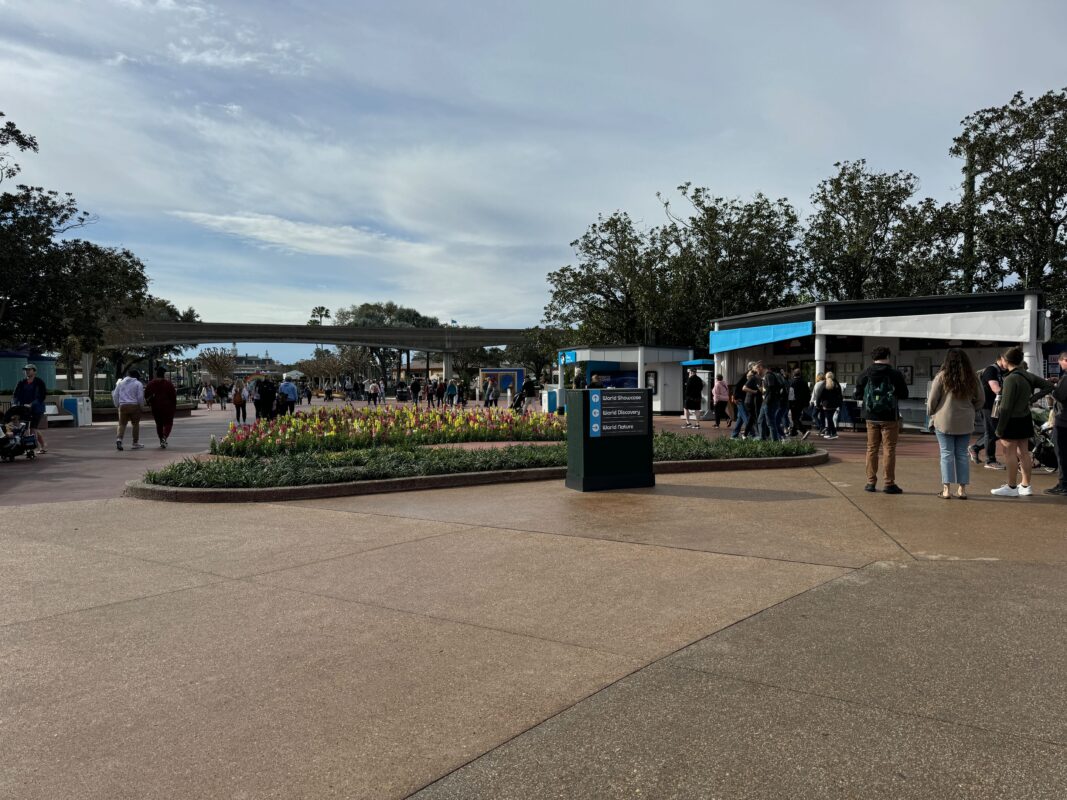 Temporary sign on World Showcase bridge