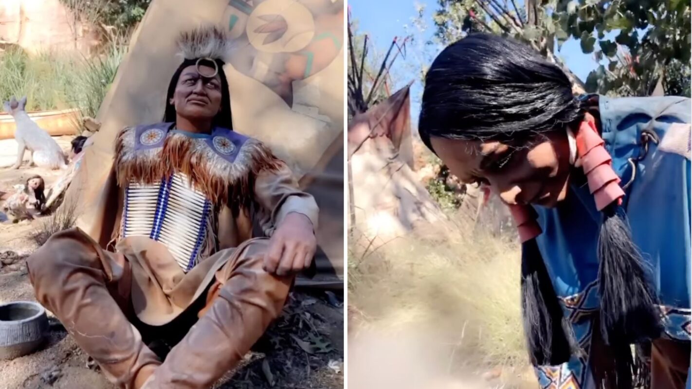 Native American village audio-animatronics