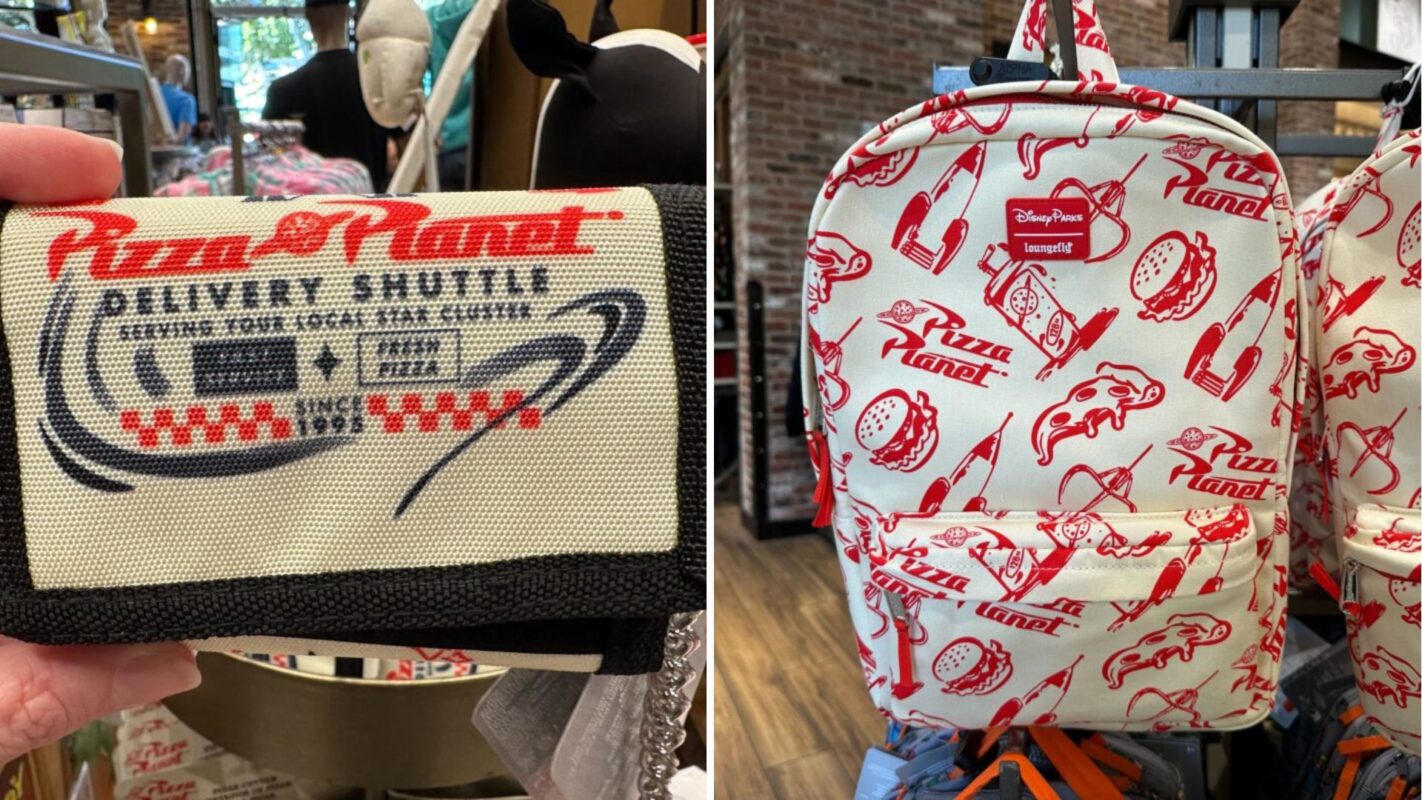 Pizza Planet velcro wallet and Loungefly backpack