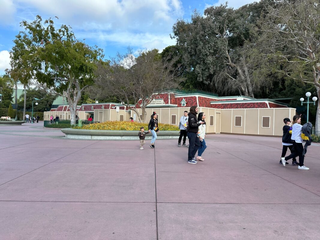 Construction walls around Disneyland Resort esplanade building