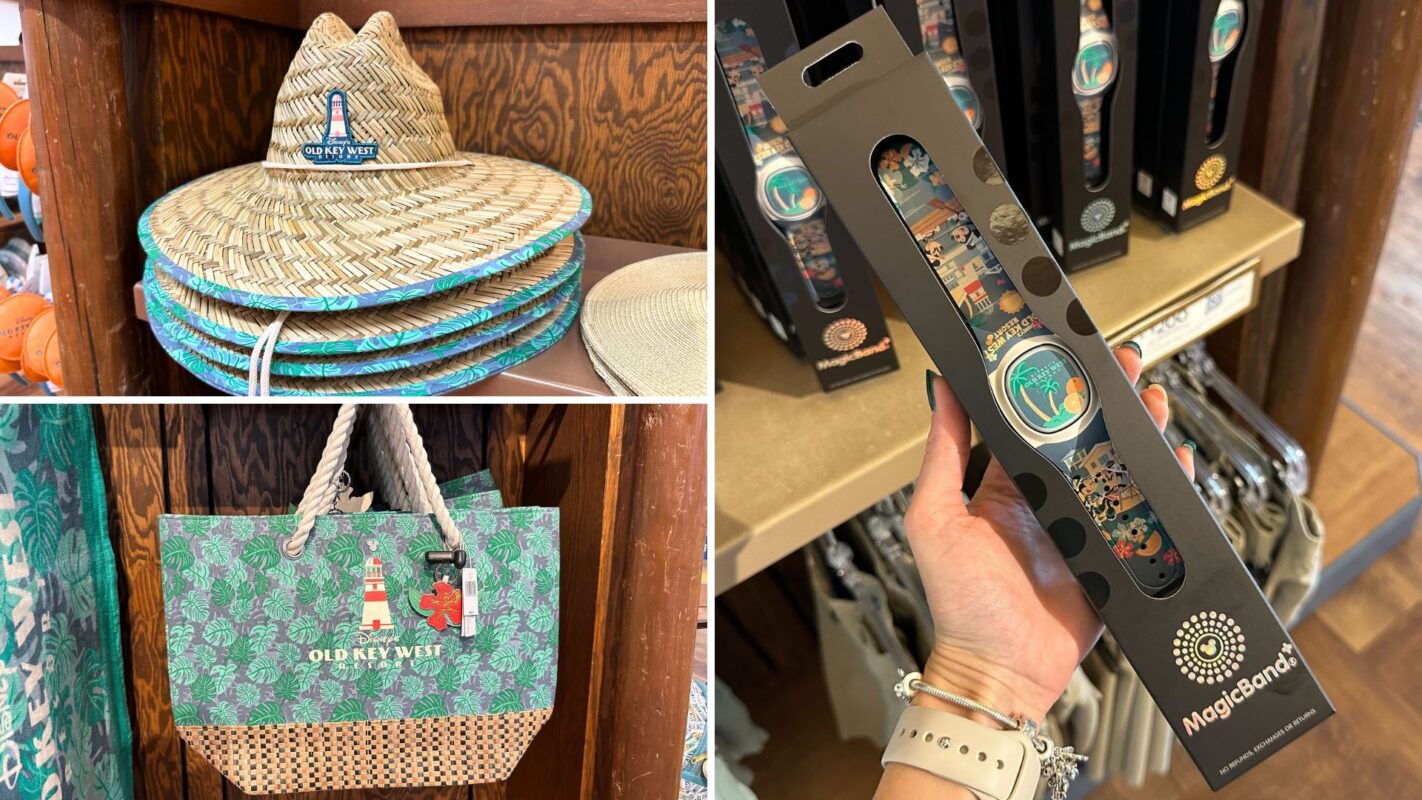 Disney's Old Key West Resort sunhat, tote bag, and MagicBand+