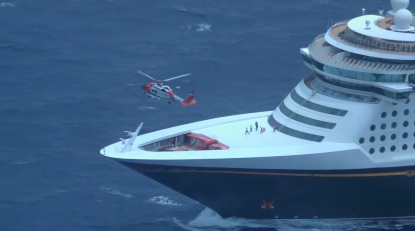 Coast Guard helicopter medevac Disney Cruise Line's Fantasy