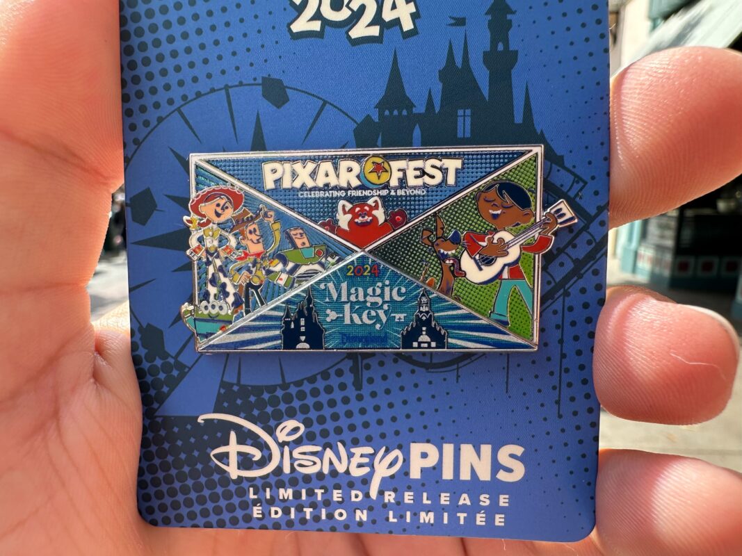 A close-up of the Magic Key Pixar Fest pin.