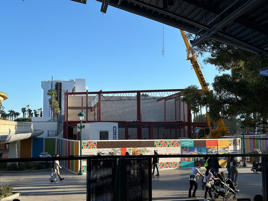 Steel framework and brick wall
