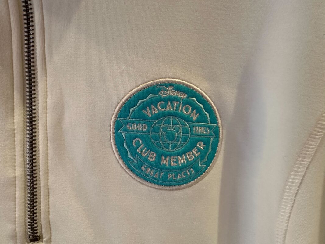 A close-up of the DVC member patch on the jacket.