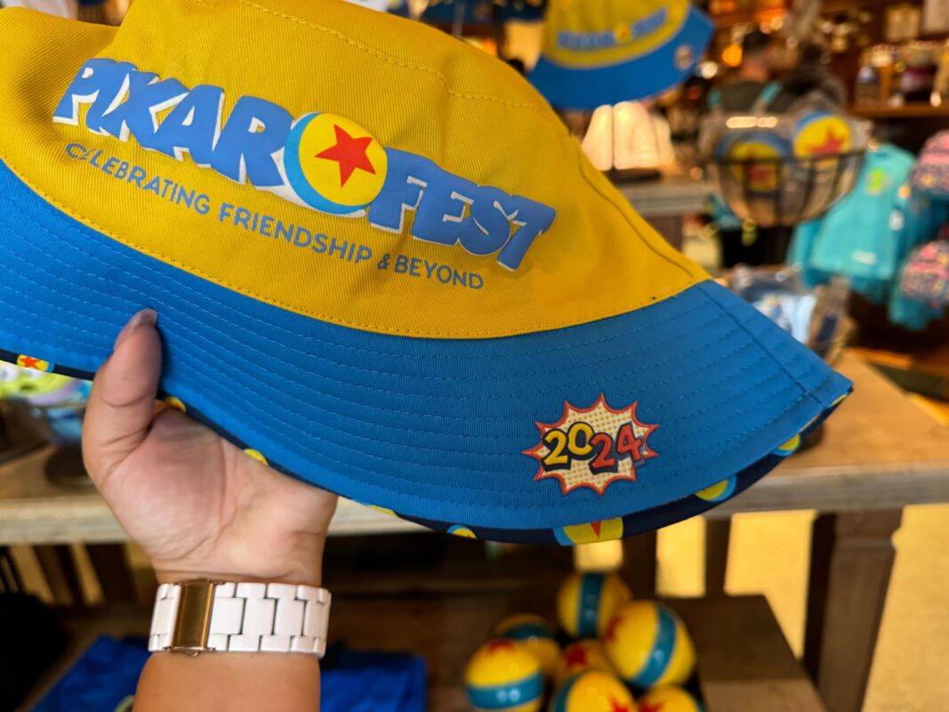 A close-up of the "2024" on the brim of the bucket hat.