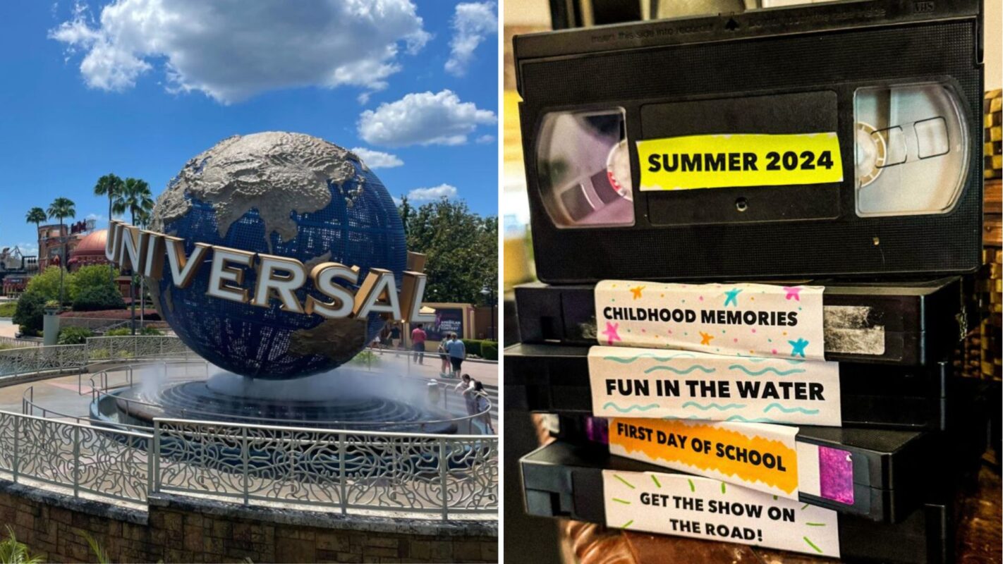 Universal Orlando Resort globe and VHS tapes