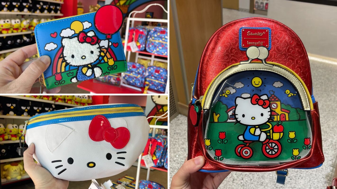 Hello Kitty 50th anniversary Loungefly wallet, belt bag, mini backpack