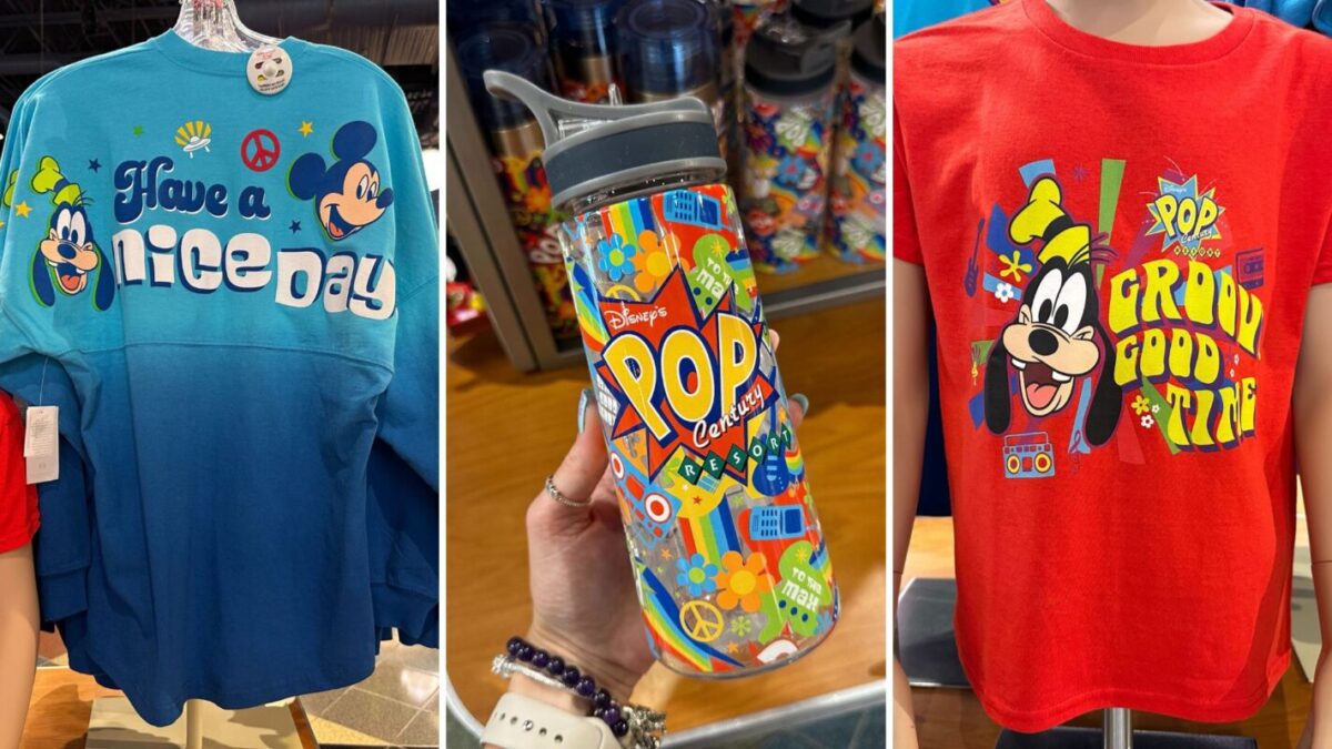 Disney's Pop Century Resort Spirit Jersey, water bottle, and youth tee