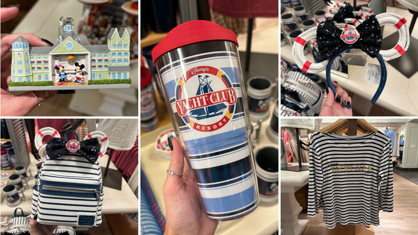 Collage of Disney's Yacht Club Resort merchandise