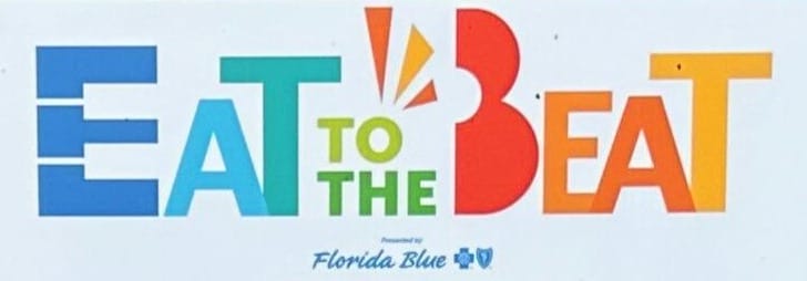 Vibrant Eat to the Beat logo with "Presented by Florida Blue" text and sponsor logos below.