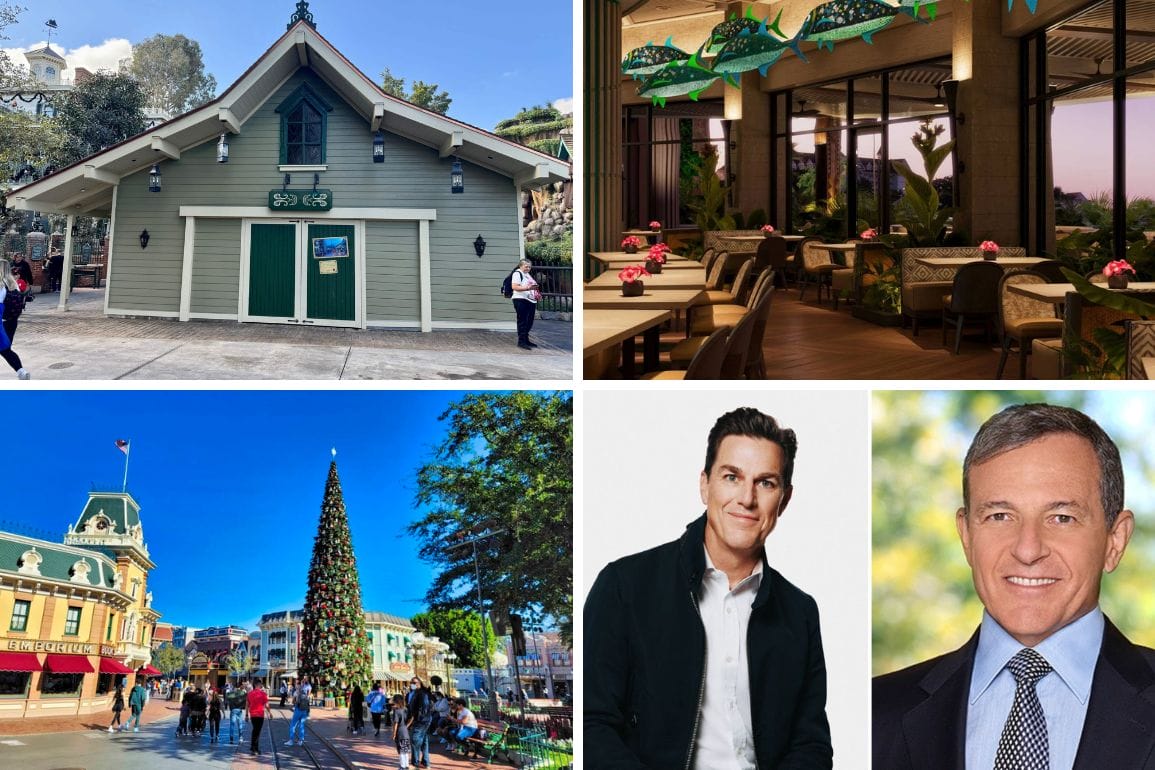 Collage: small building, indoor restaurant with green decor, outdoor plaza with Christmas tree, two men in portrait photos – a daily recap of vibrant scenes capturing the spirit of urban life.