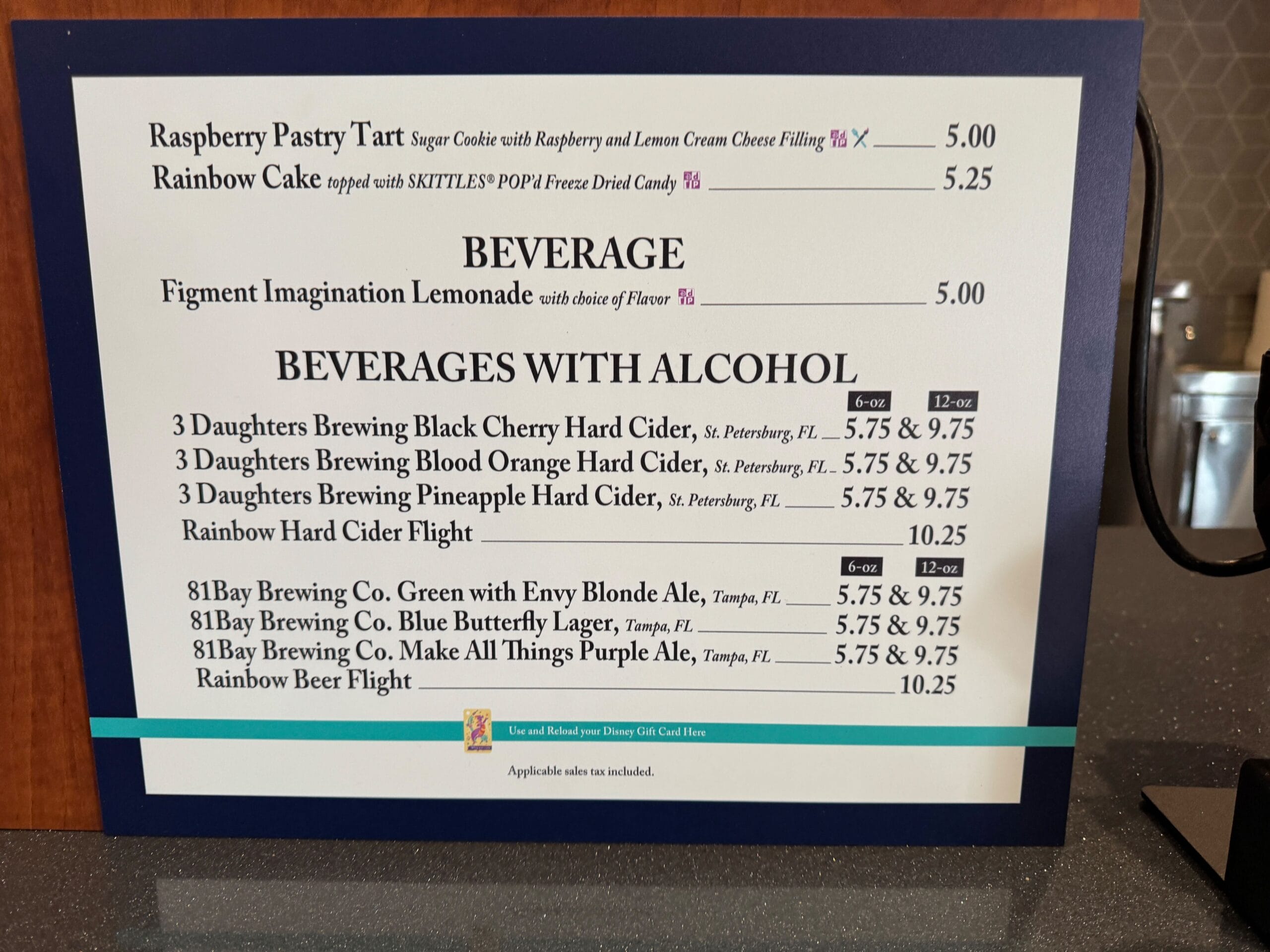 Experience the Festival of the Arts through our beverage menu featuring raspberry tarts, rainbow cake, and a selection of alcoholic drinks. Savor beers and flights from various breweries while celebrating creativity in every sip and bite.