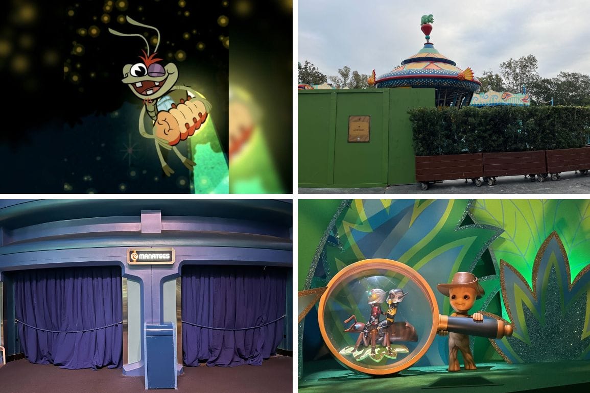 A collage of four images captures a daily recap: a cartoon character, a carousel with trees, a theater entrance, and a character with a magnifying glass, all set in vibrant hues.