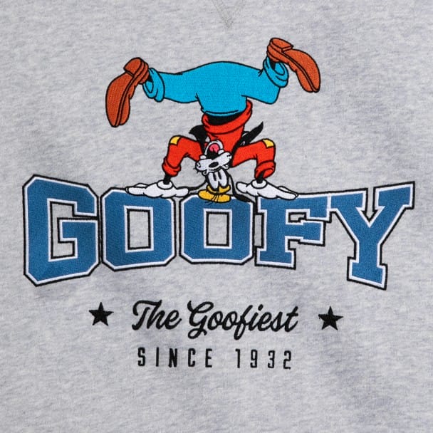 Goofy character doing a handstand above the word "GOOFY" with text "The Goofiest Since 1932" on a gray background.