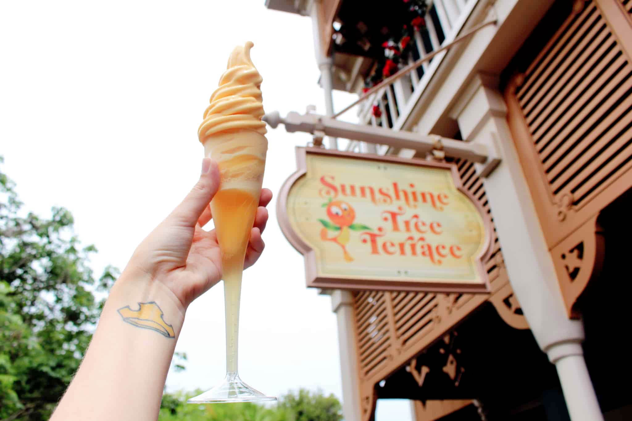creamy orange soft serve near the Sunshine Tree Terrace in Adventureland.