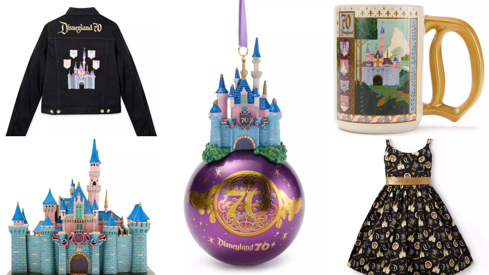 Disneyland 70th Anniversary Castle Collection: jacket, mug, ornament & more—available online now.