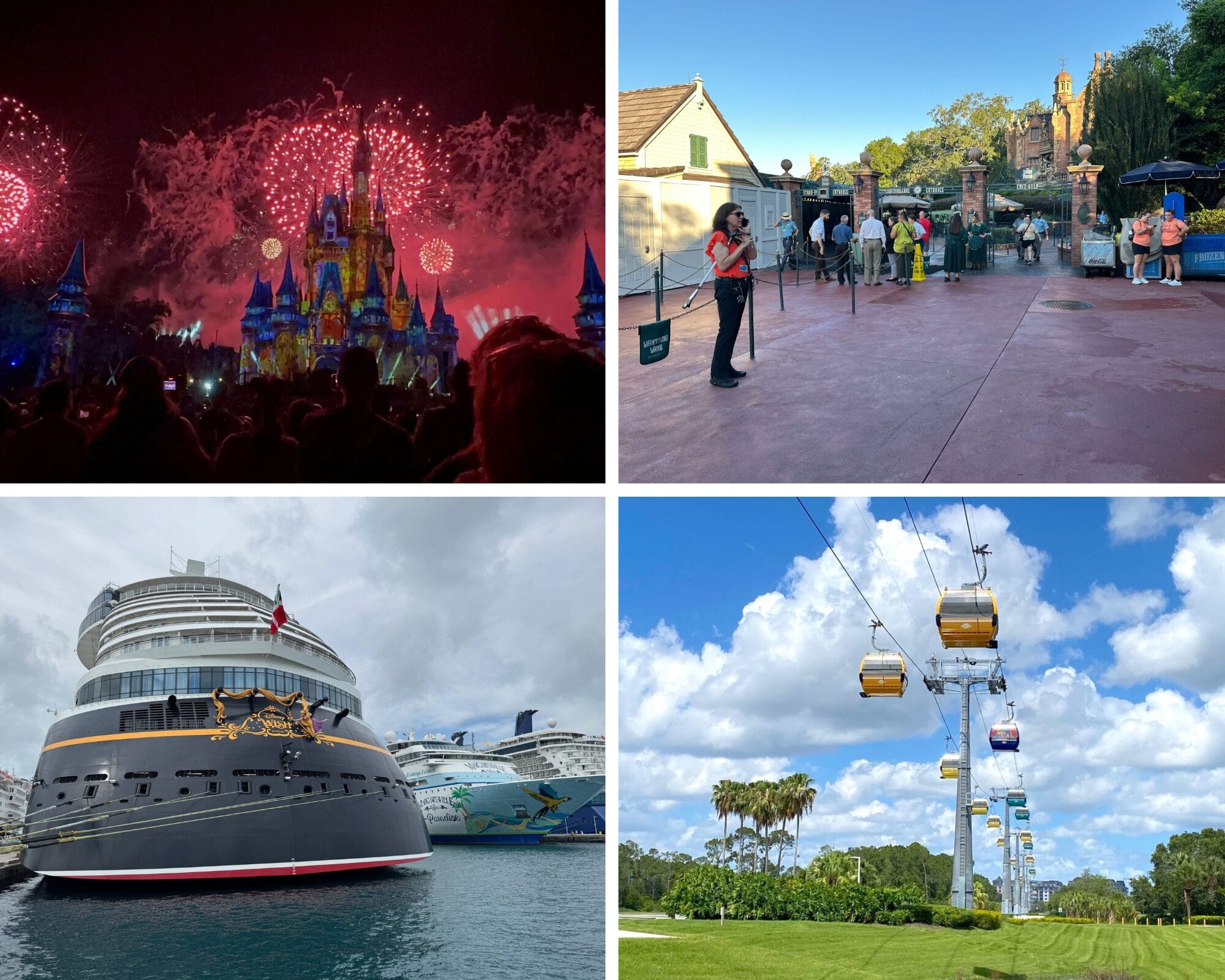 A Disney castle fireworks show, park entrance, Disney Cruise Line ship, and gondola sky ride—plus 40% Off!