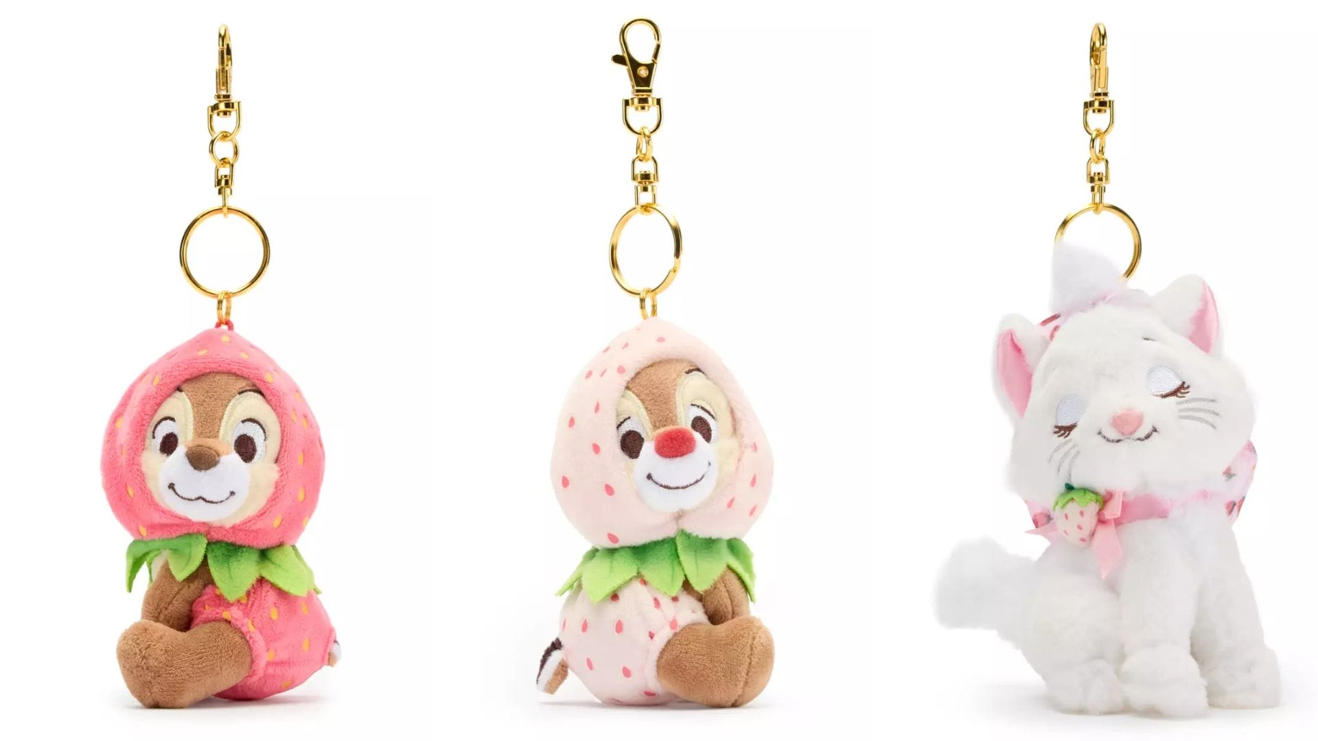 Chip, Dale, & Marie Strawberry Plush Keychains from Disney Store Japan Available From U.S. Store