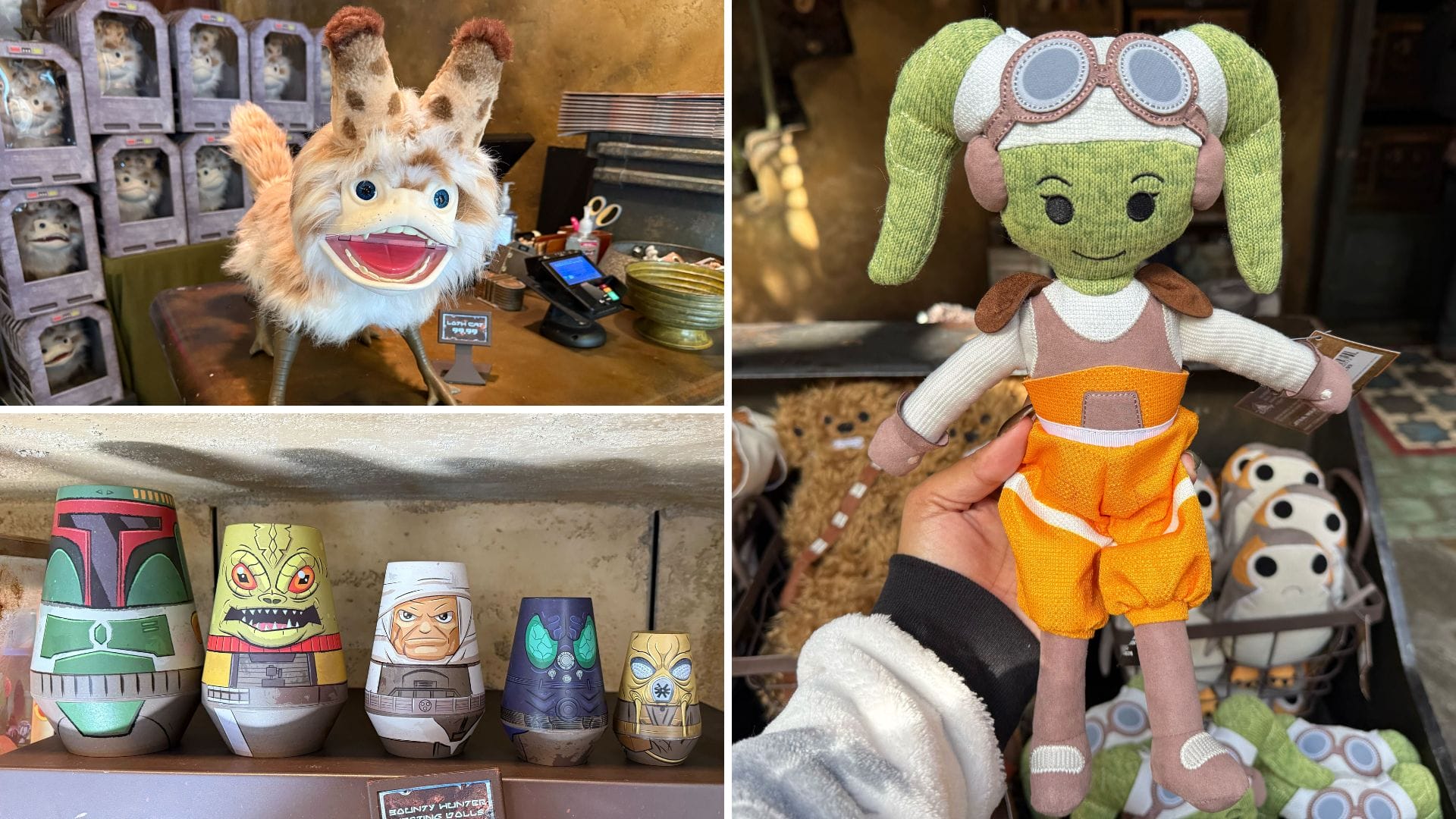 Bounty Hunter Nesting Dolls, Loth Cat, Hera, and Sabine at Star Wars: Galaxy's Edge in Disneyland