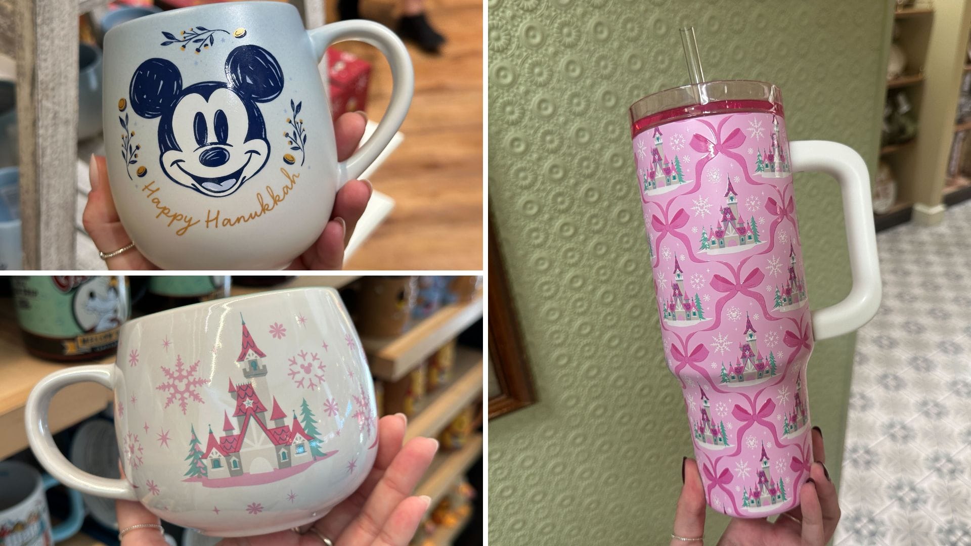 Walt Disney World Hanukkah and winter castle mugs